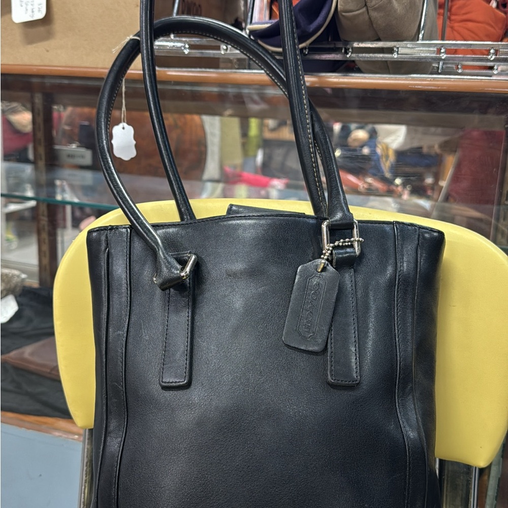 Coach Black Leather Tote Bag